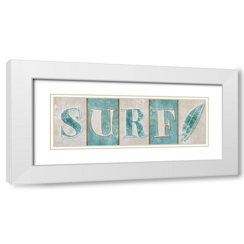 Surf White Modern Wood Framed Art Print with Double Matting by SD Graphics Studio