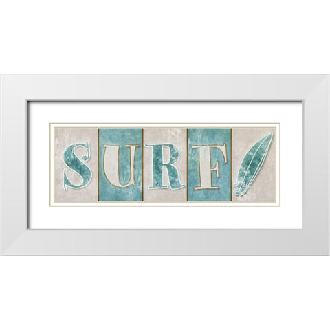 Surf White Modern Wood Framed Art Print with Double Matting by SD Graphics Studio