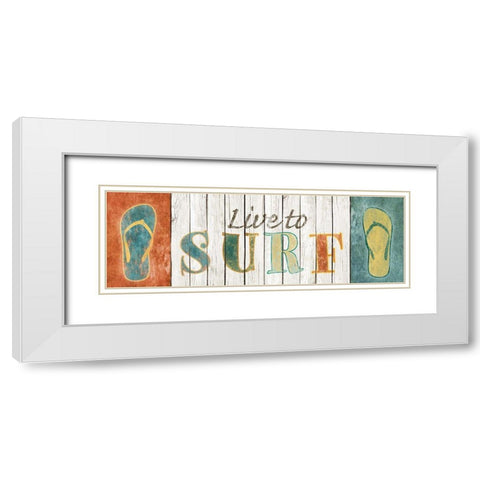 Live to Surf White Modern Wood Framed Art Print with Double Matting by SD Graphics Studio