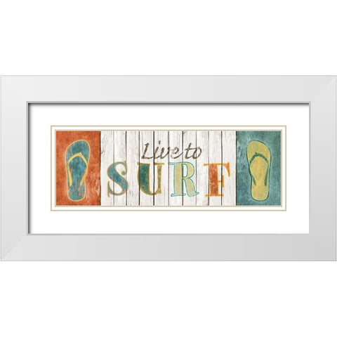 Live to Surf White Modern Wood Framed Art Print with Double Matting by SD Graphics Studio