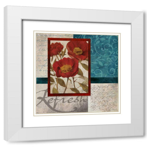 Red Botanicals I White Modern Wood Framed Art Print with Double Matting by Medley, Elizabeth