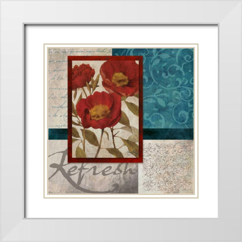 Red Botanicals I White Modern Wood Framed Art Print with Double Matting by Medley, Elizabeth