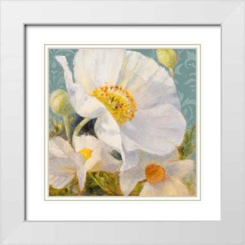 Sunbeam Flowers I White Modern Wood Framed Art Print with Double Matting by Loreth, Lanie