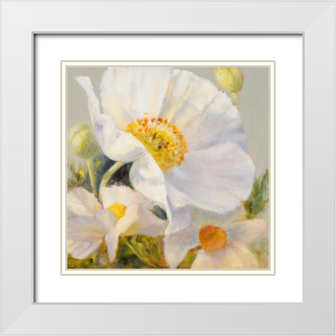 Sunbeam Flowers I White Modern Wood Framed Art Print with Double Matting by Loreth, Lanie