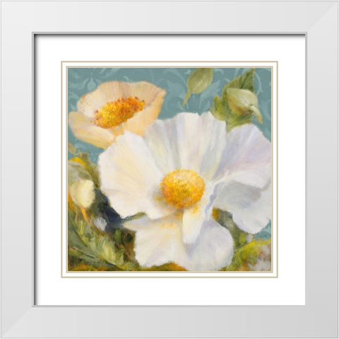 Sunbeam Flowers II White Modern Wood Framed Art Print with Double Matting by Loreth, Lanie