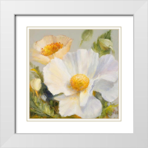 Sunbeam Flowers II White Modern Wood Framed Art Print with Double Matting by Loreth, Lanie