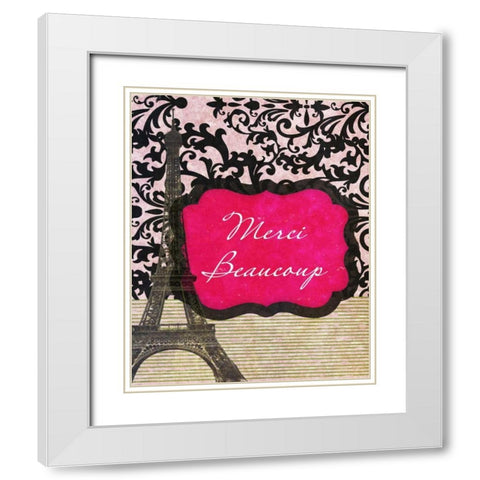 Merci Beaucoup White Modern Wood Framed Art Print with Double Matting by Spaeth, John