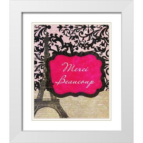 Merci Beaucoup White Modern Wood Framed Art Print with Double Matting by Spaeth, John