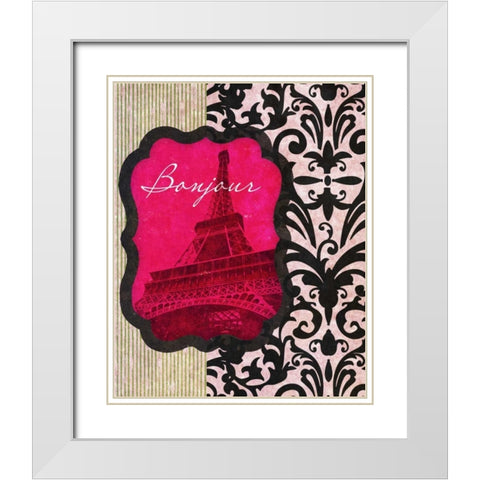 Bonjour White Modern Wood Framed Art Print with Double Matting by Spaeth, John