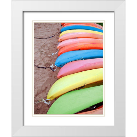 Kayaks I White Modern Wood Framed Art Print with Double Matting by Rodriguez, Jairo