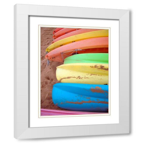 Kayaks II White Modern Wood Framed Art Print with Double Matting by Rodriguez, Jairo