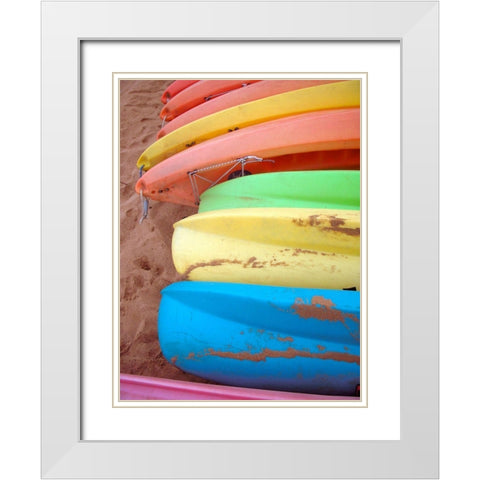 Kayaks II White Modern Wood Framed Art Print with Double Matting by Rodriguez, Jairo