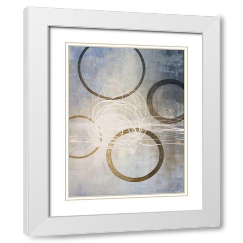 Blue Connections I White Modern Wood Framed Art Print with Double Matting by Marcon, Michael