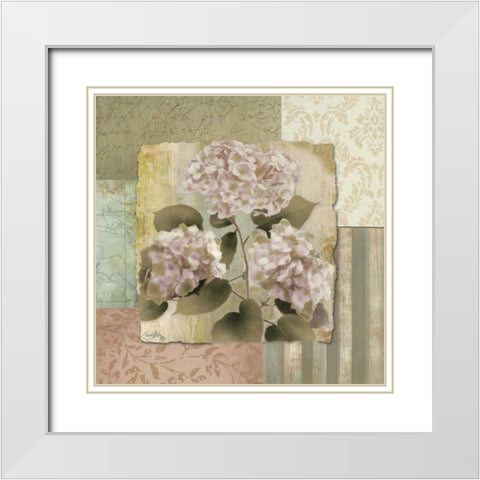 Botanical Hydrangeas White Modern Wood Framed Art Print with Double Matting by Medley, Elizabeth