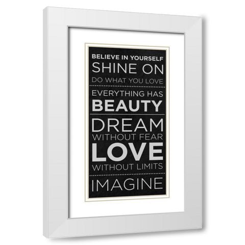 Believe in Yourself White Modern Wood Framed Art Print with Double Matting by SD Graphics Studio