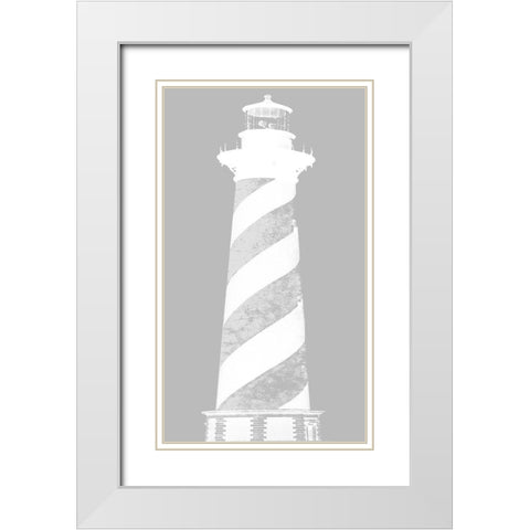 Lighthouse Panel I White Modern Wood Framed Art Print with Double Matting by Rodriguez, Jairo