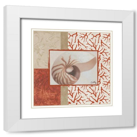 Coral Branch I White Modern Wood Framed Art Print with Double Matting by Medley, Elizabeth