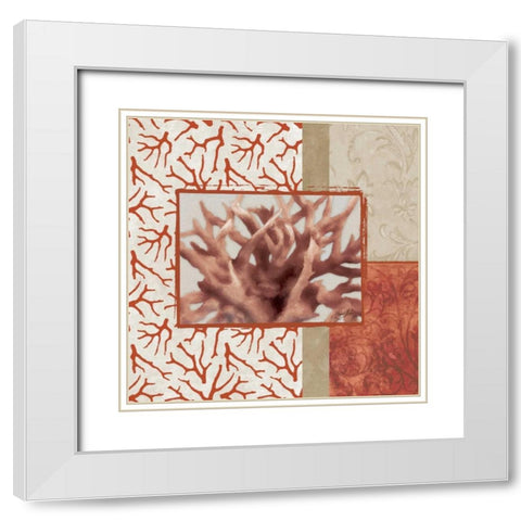 Coral Branch II White Modern Wood Framed Art Print with Double Matting by Medley, Elizabeth