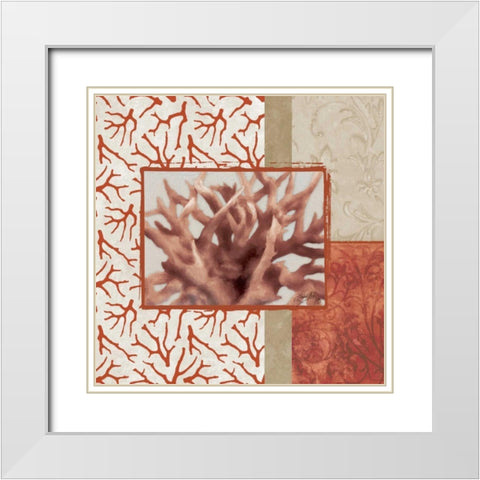 Coral Branch II White Modern Wood Framed Art Print with Double Matting by Medley, Elizabeth