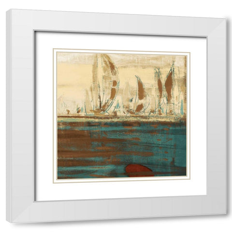 Calm Waters Square II White Modern Wood Framed Art Print with Double Matting by Kingsley