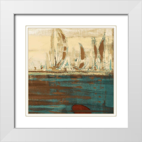 Calm Waters Square II White Modern Wood Framed Art Print with Double Matting by Kingsley