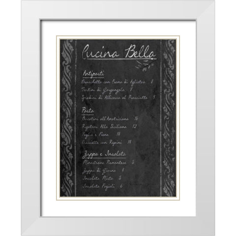 Italian Menu with Border I White Modern Wood Framed Art Print with Double Matting by Sundance Studio