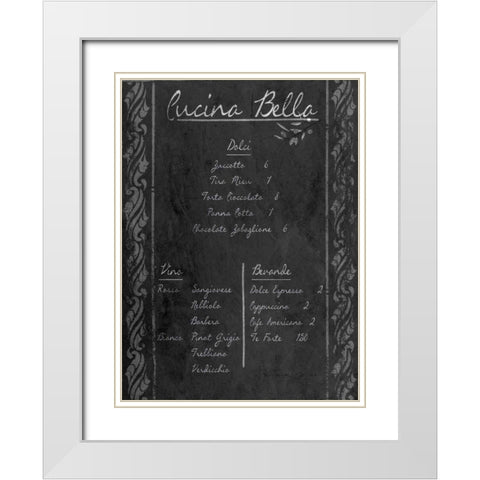 Italian Menu with Border II White Modern Wood Framed Art Print with Double Matting by Sundance Studio