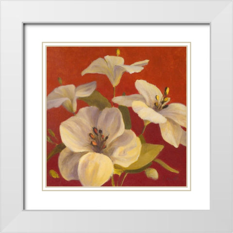 Fireside Flowers II White Modern Wood Framed Art Print with Double Matting by Loreth, Lanie