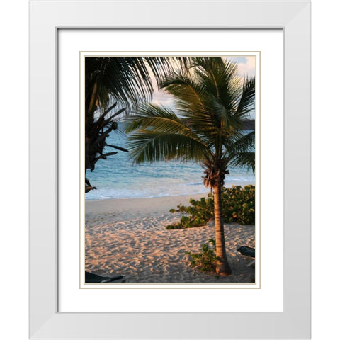 Sunset Palms II White Modern Wood Framed Art Print with Double Matting by Bryant, Susan
