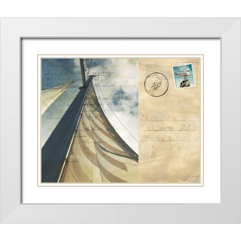 Voyage Postcard II White Modern Wood Framed Art Print with Double Matting by Bryant, Susan