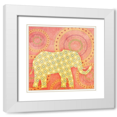 Elephant White Modern Wood Framed Art Print with Double Matting by SD Graphics Studio