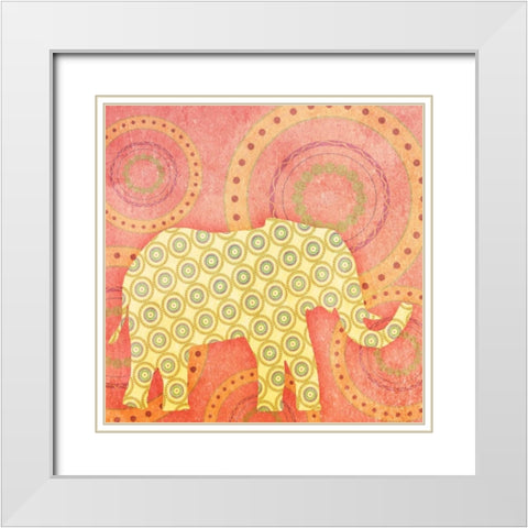 Elephant White Modern Wood Framed Art Print with Double Matting by SD Graphics Studio