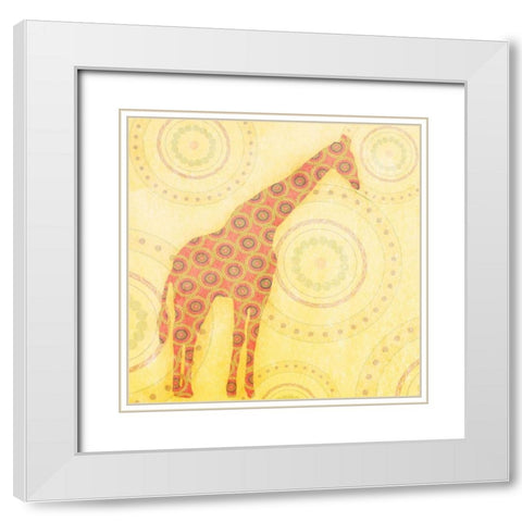 Giraffe White Modern Wood Framed Art Print with Double Matting by SD Graphics Studio