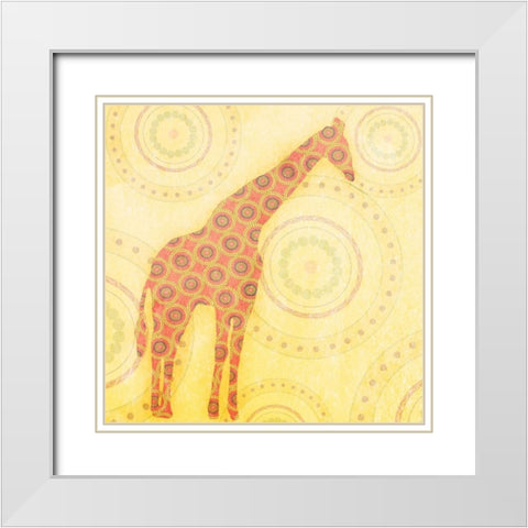 Giraffe White Modern Wood Framed Art Print with Double Matting by SD Graphics Studio