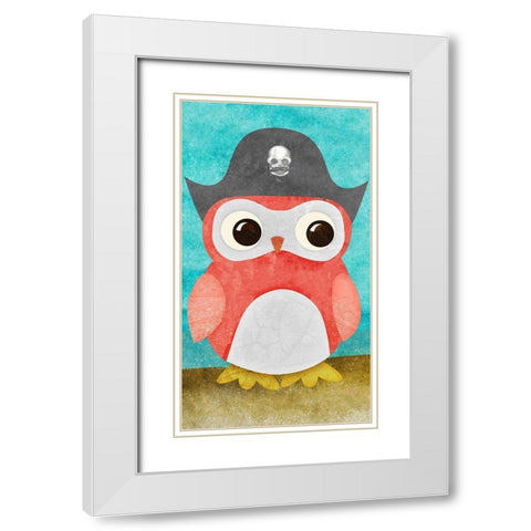 Pirate Owl II White Modern Wood Framed Art Print with Double Matting by SD Graphics Studio