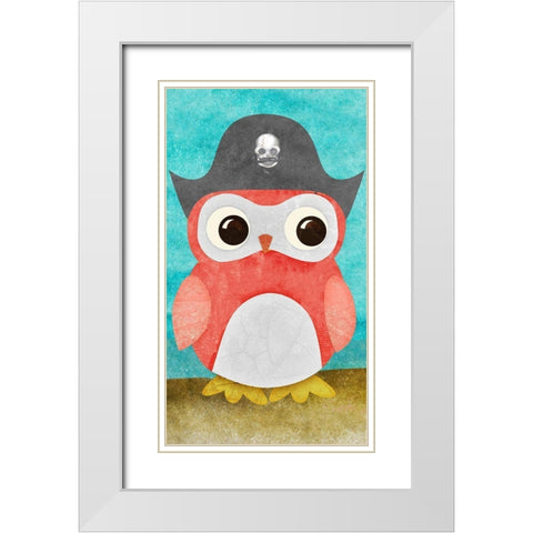 Pirate Owl II White Modern Wood Framed Art Print with Double Matting by SD Graphics Studio