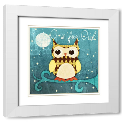 Hoot Hoot Border II White Modern Wood Framed Art Print with Double Matting by Sundance Graphics