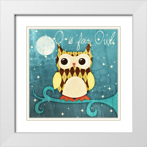 Hoot Hoot Border II White Modern Wood Framed Art Print with Double Matting by Sundance Graphics