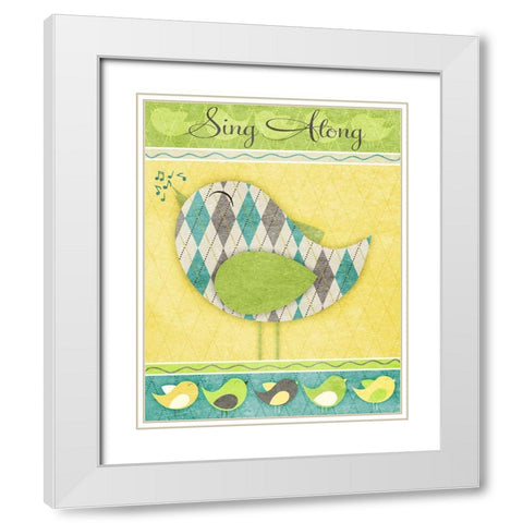 Tweet Tweet II White Modern Wood Framed Art Print with Double Matting by SD Graphics Studio