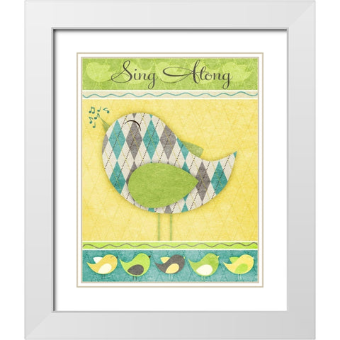 Tweet Tweet II White Modern Wood Framed Art Print with Double Matting by SD Graphics Studio