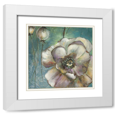 Blue Poppies II White Modern Wood Framed Art Print with Double Matting by Pinto, Patricia