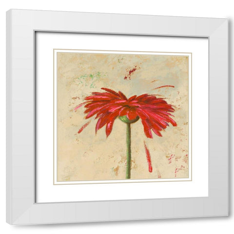 Tiny Flower Square II White Modern Wood Framed Art Print with Double Matting by Pinto, Patricia