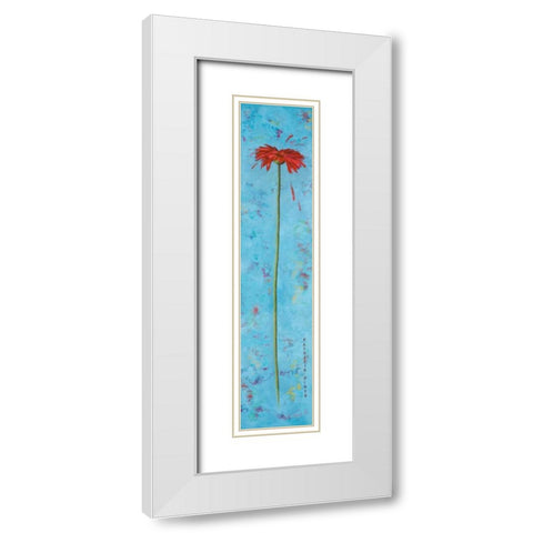 Blue Tiny Flower II White Modern Wood Framed Art Print with Double Matting by Pinto, Patricia