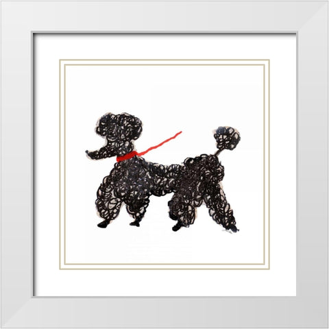 Central Park Poodle White Modern Wood Framed Art Print with Double Matting by Ritter, Gina