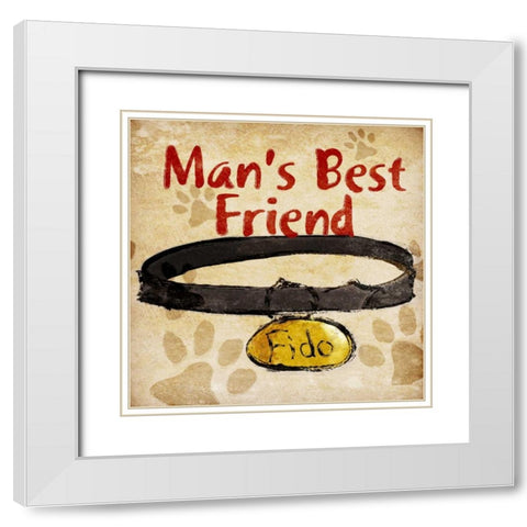 Mans Best Friend White Modern Wood Framed Art Print with Double Matting by SD Graphics Studio