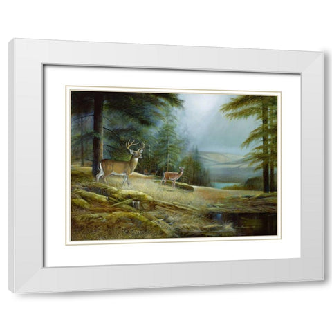 Mountaintop Retreat White Modern Wood Framed Art Print with Double Matting by Manning, Ruane