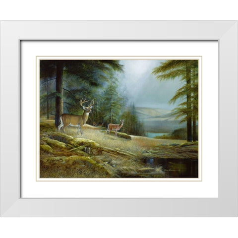 Mountaintop Retreat White Modern Wood Framed Art Print with Double Matting by Manning, Ruane