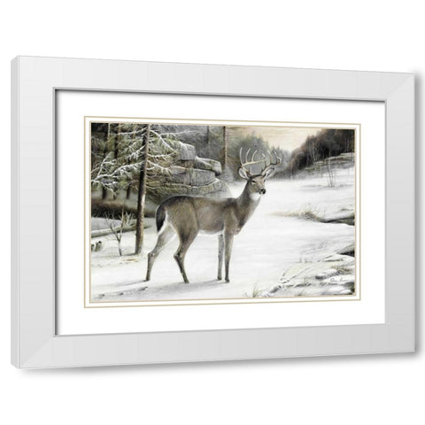 Snowy Mornings White Modern Wood Framed Art Print with Double Matting by Manning, Ruane