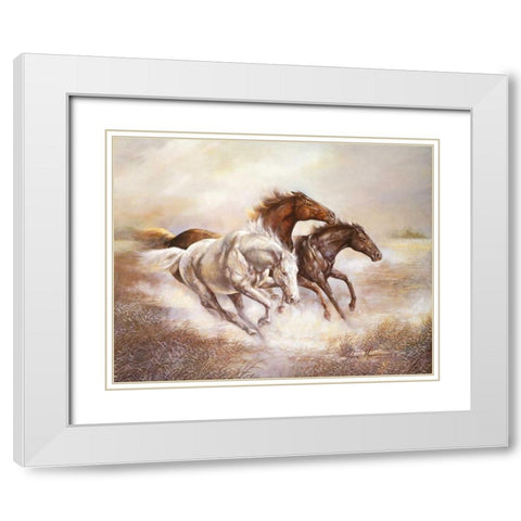 Wild Horses I White Modern Wood Framed Art Print with Double Matting by Manning, Ruane