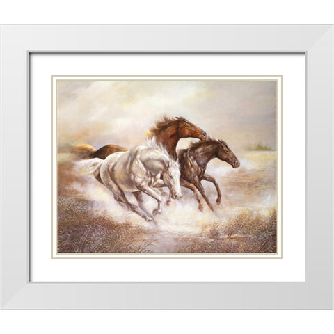 Wild Horses I White Modern Wood Framed Art Print with Double Matting by Manning, Ruane